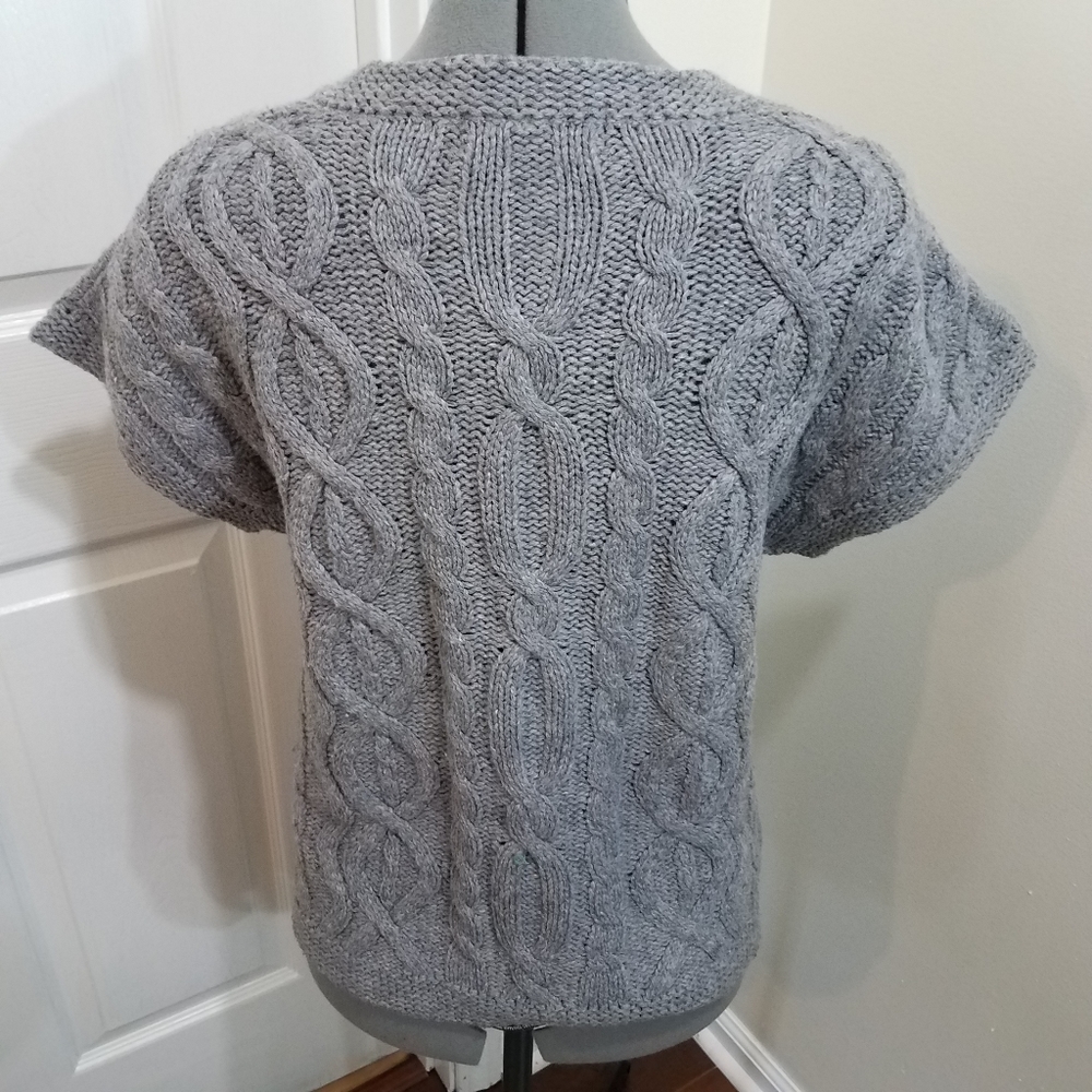 LAST CHANCE Zara gray chunky knit cottagecore wool cardigan S - Picture 5 of 7